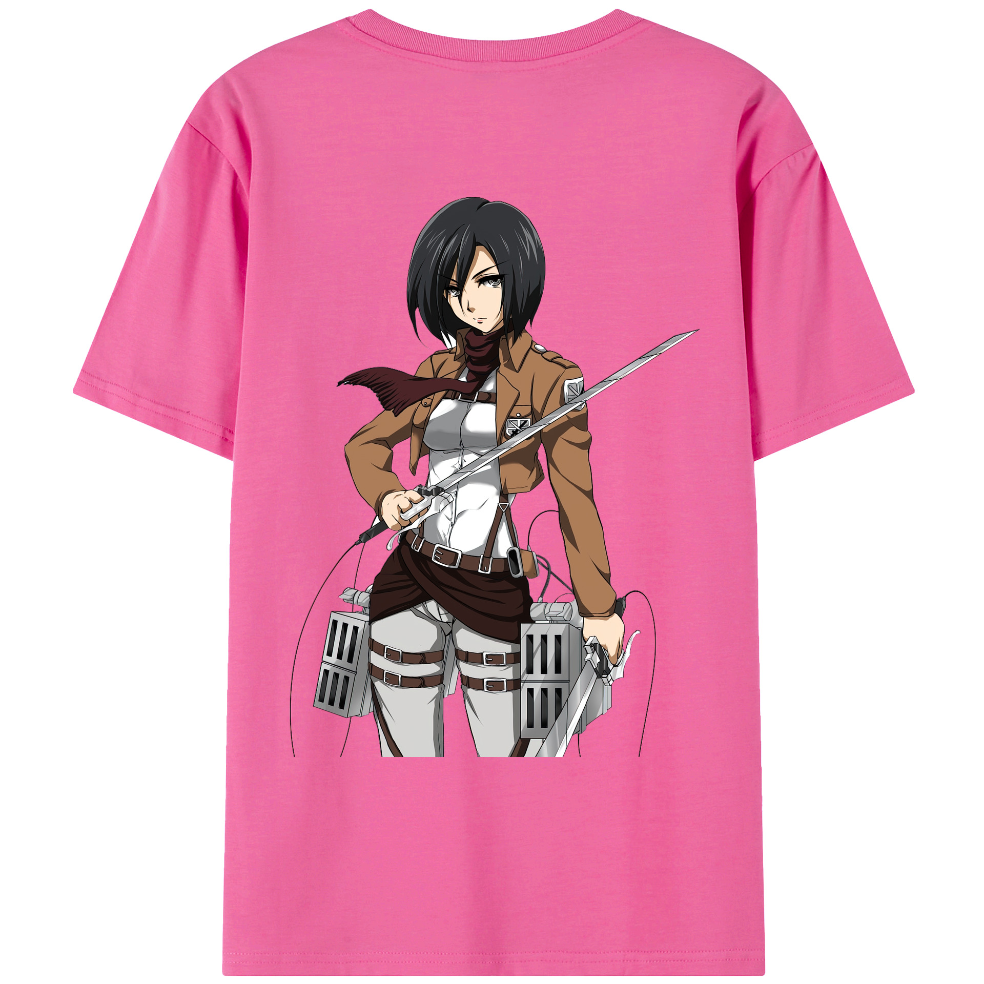 （画像用） 進撃の巨人 ミカサ·アッカーマン Attack on Titan Mikasa Ackerman レディース半袖Tシャツ(バックプリント)